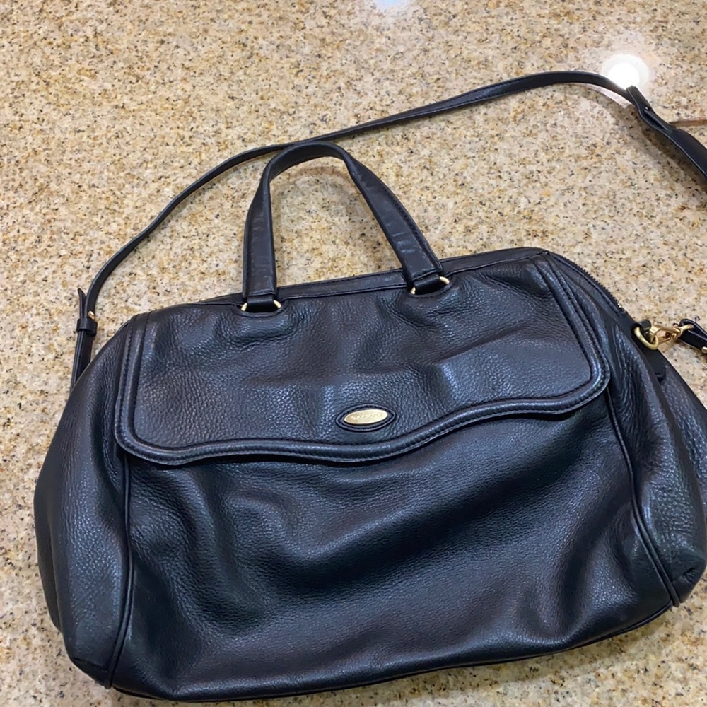 Black leather Tahari handbag. Large doctors bag